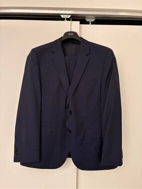 BOSS Men's Navy Two-Button Suit